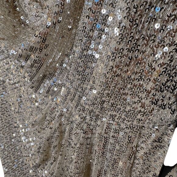 NWT IEENA For Mac Duggal Sequined Cowel Neck Faux Wrap Dress Size 4 style 11287 - Picture 7 of 10